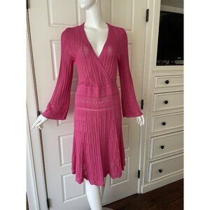 Boston Proper Pink Crochet Lace Dress Boho Festival Statement Unlined Size Large
